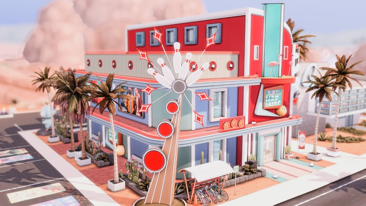RETRO BOWLING ALLEY & THRIFTEA 🎳🧋 The Sims 4 Speed Build | No CC