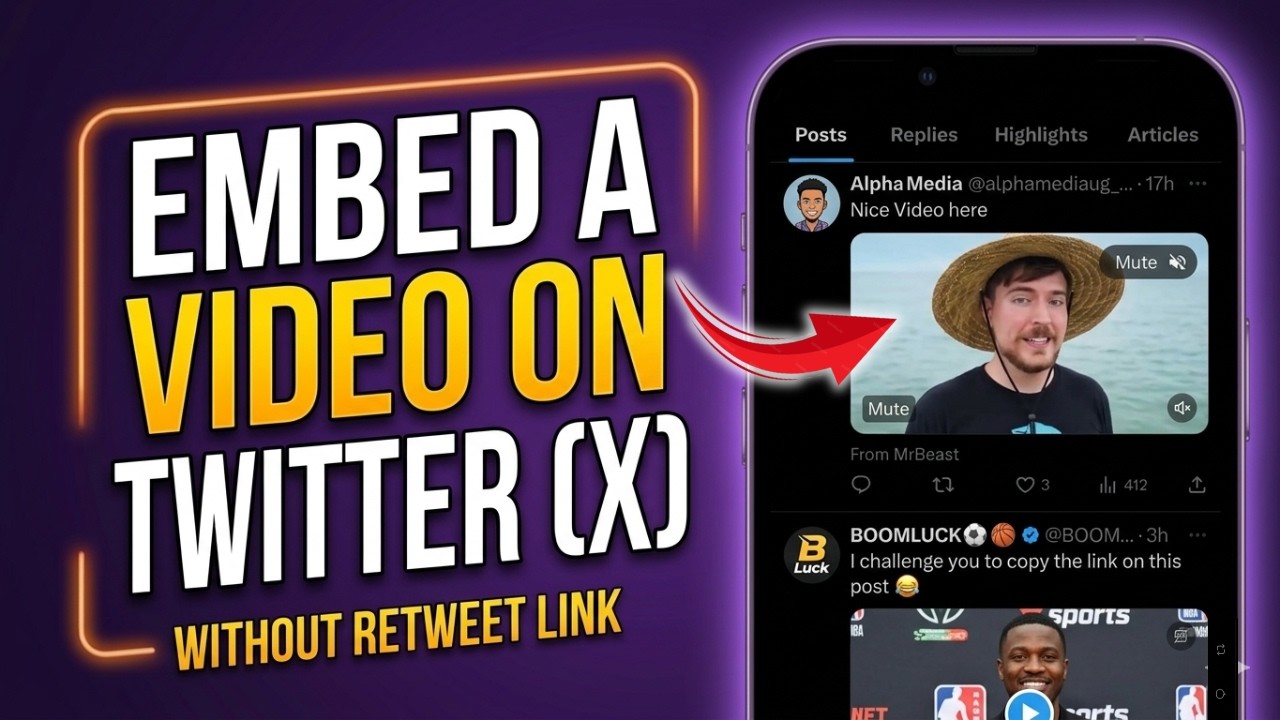 Как встроить видео в Twitter X без ретвита ссылки на публикацию