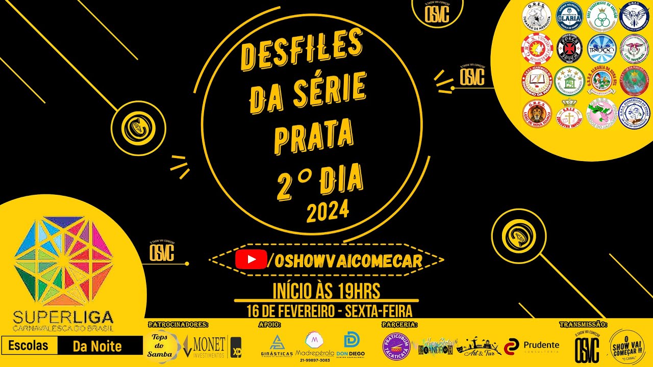 Desfile - 2° Dia Série Prata 2024 / RJ - Superliga Carnavalesca- Ao vivo com imagens