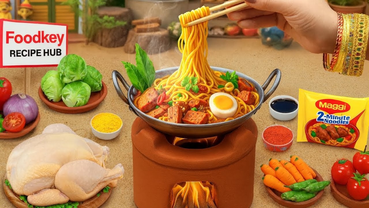 Desi Street Style Maggi Noodles 🍜 | Easy Indian Recipe | Foodkey Recipe Hub @FoodkeyRecipesHub