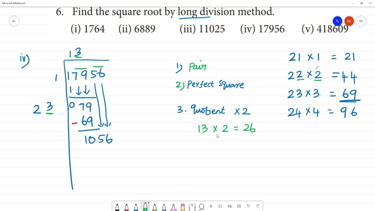 Class 8 TN Maths 1. RATIONAL NUMBERS   Exercise 1.4   6. Find square root by long division (i) 1764