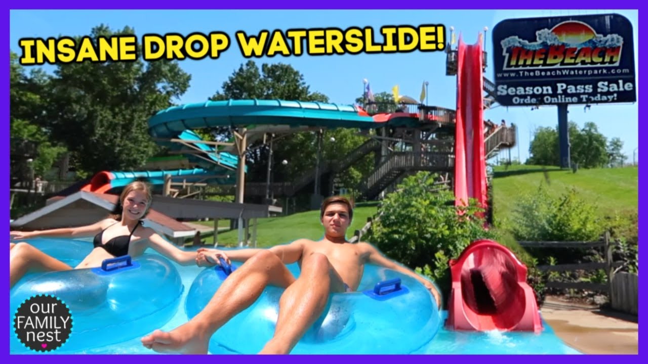 INSANE STRAIGHT DROP WATERSLIDE AT THE BEACH WATERPARK!