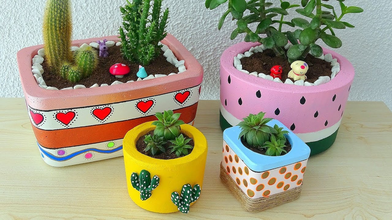BETONDAN MUHTEŞEM SAKSILAR YAPMAK! (Saksı Yapımı) - How to Make Concrete Flower Pots at Home