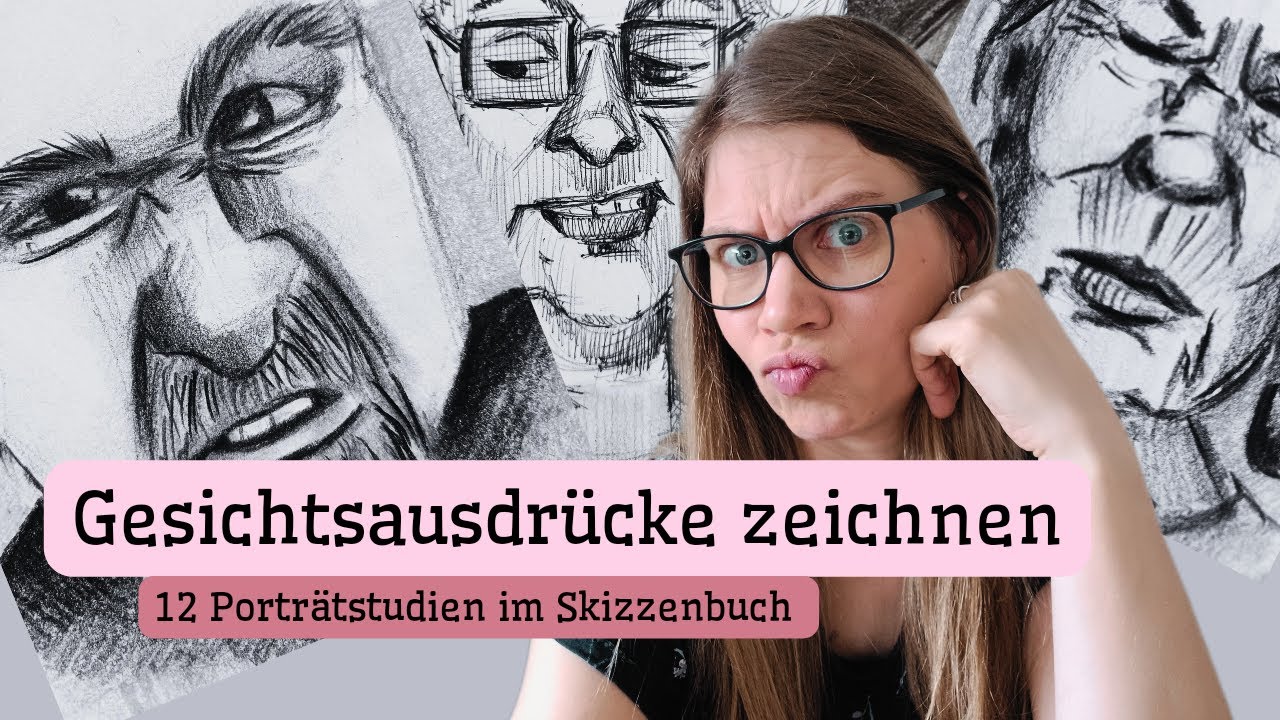 Gesichter zeichnen - 12 Mini-Portr&auml;tskizzen im Skizzenbuch - Zeichnen mit Kuli und Bleistift