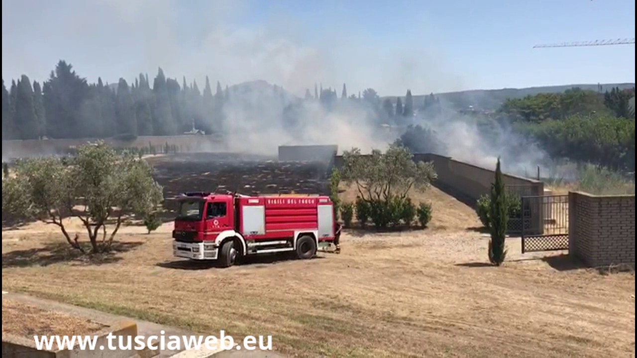 Viterbo - Vasto incendio al cimitero San Lazzaro