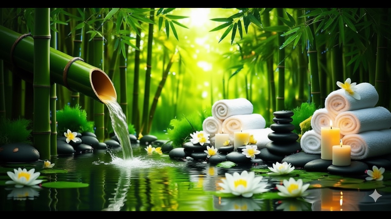 Relaxing Sleep Music with Bamboo Water Sound🌿Deep Sleep Music, Meditation, Calm Anxiety, Spa BGM
