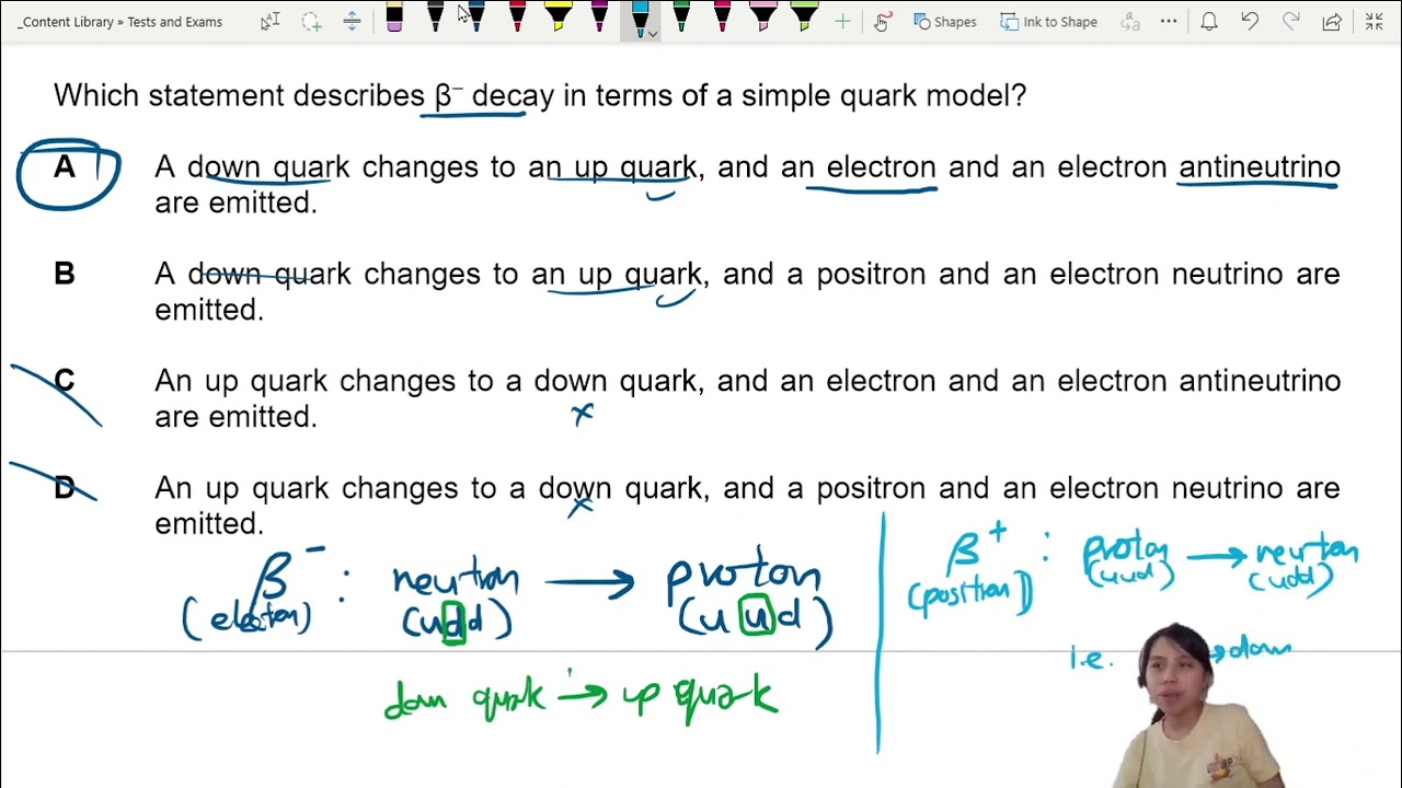 MJ19 P13 Q40 Beta Decay Quark Changes | May/June 2019 | Cambridge A Level 9702 Physics
