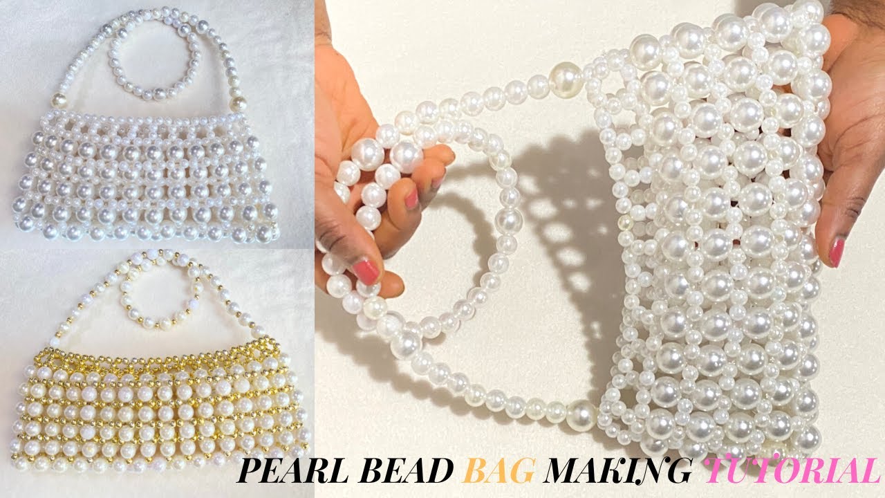 PEARL BAG MAKING TUTORIAL/HOW TO MAKE A BEADED PEARL BAG/HOW TO MAKE A BEADED WEDING BAG WITH PEARLS