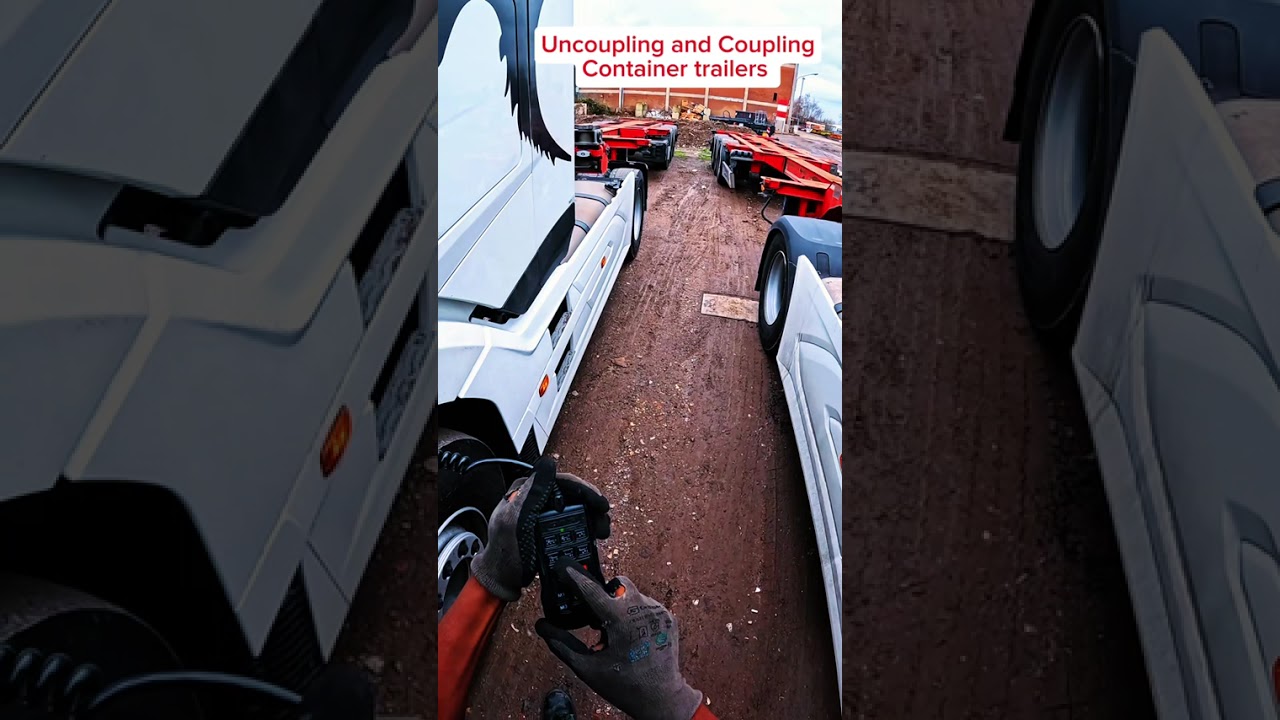 Uncoupling and coupling a container trailer 
