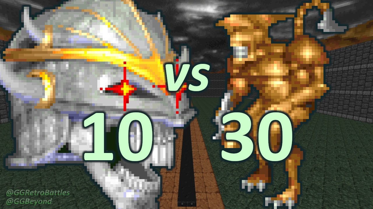 10 Iron Liches vs 30 Sabreclaws - Monster Infighting - Heretic Retro Battles