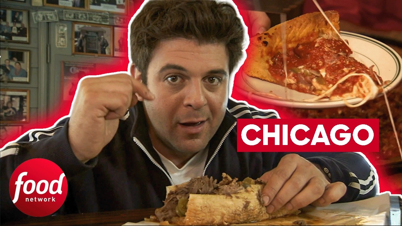 MAN V FOOD IN CHICAGO: Adam Eats CLASSIC Italian Beef & Deep Dish Pizza | Man v Food
