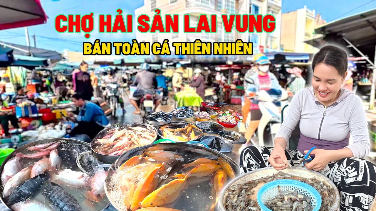 Chợ Hải Sản Lai Vung Buổi Sáng – Bán toàn Cá Sông Cá Chạch lấu, Cá Rô phi, Tôm Càng 