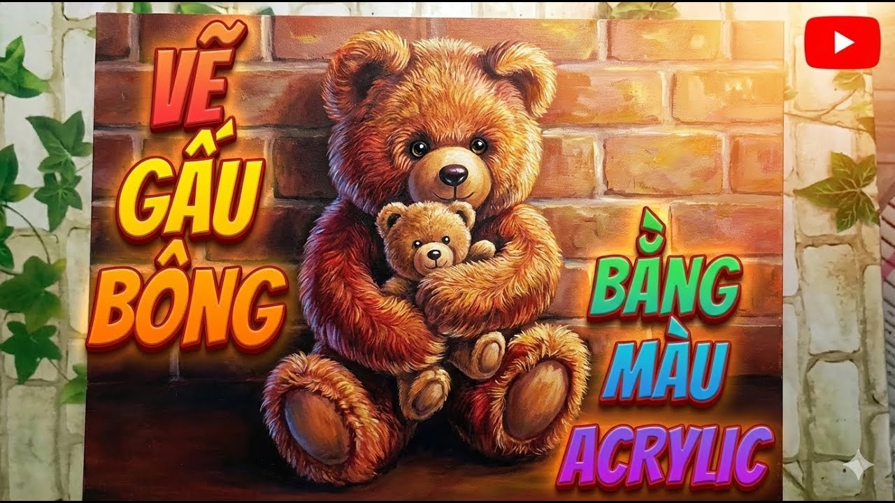 Hướng Dẫn Vẽ Chú Gấu Bông Bằng Màu Acrylic | Bé Xem Là Vẽ Được Ngay