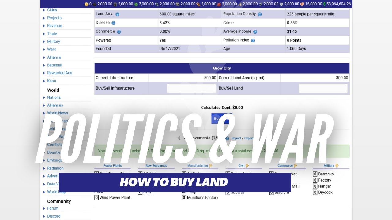 How to Buy Land in Politics and War