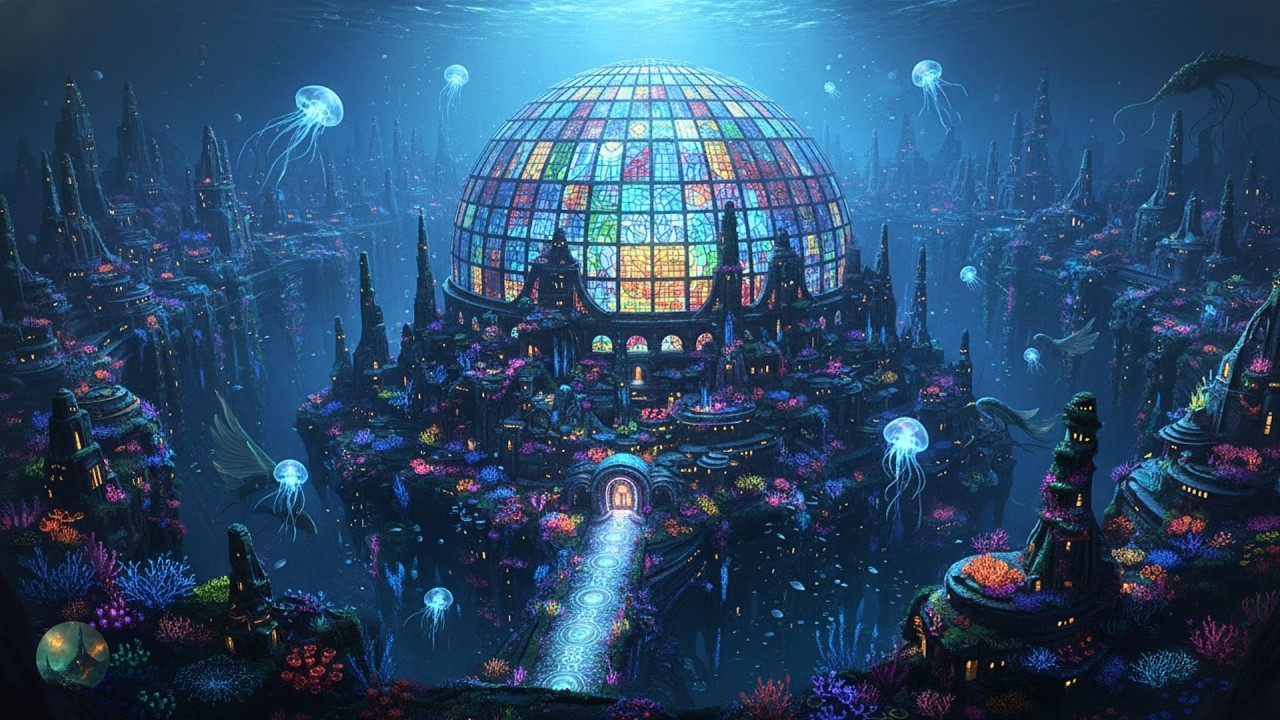 Underwater City Built on Cliffs & Terraces - Huge Sea Creatures Sounds for Peaceful & Sleep 🌊