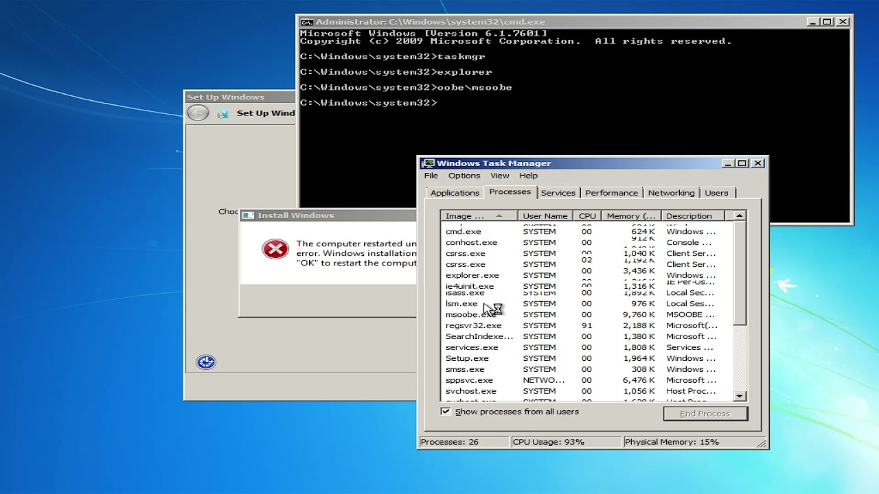 Destroying Windows 7 installer