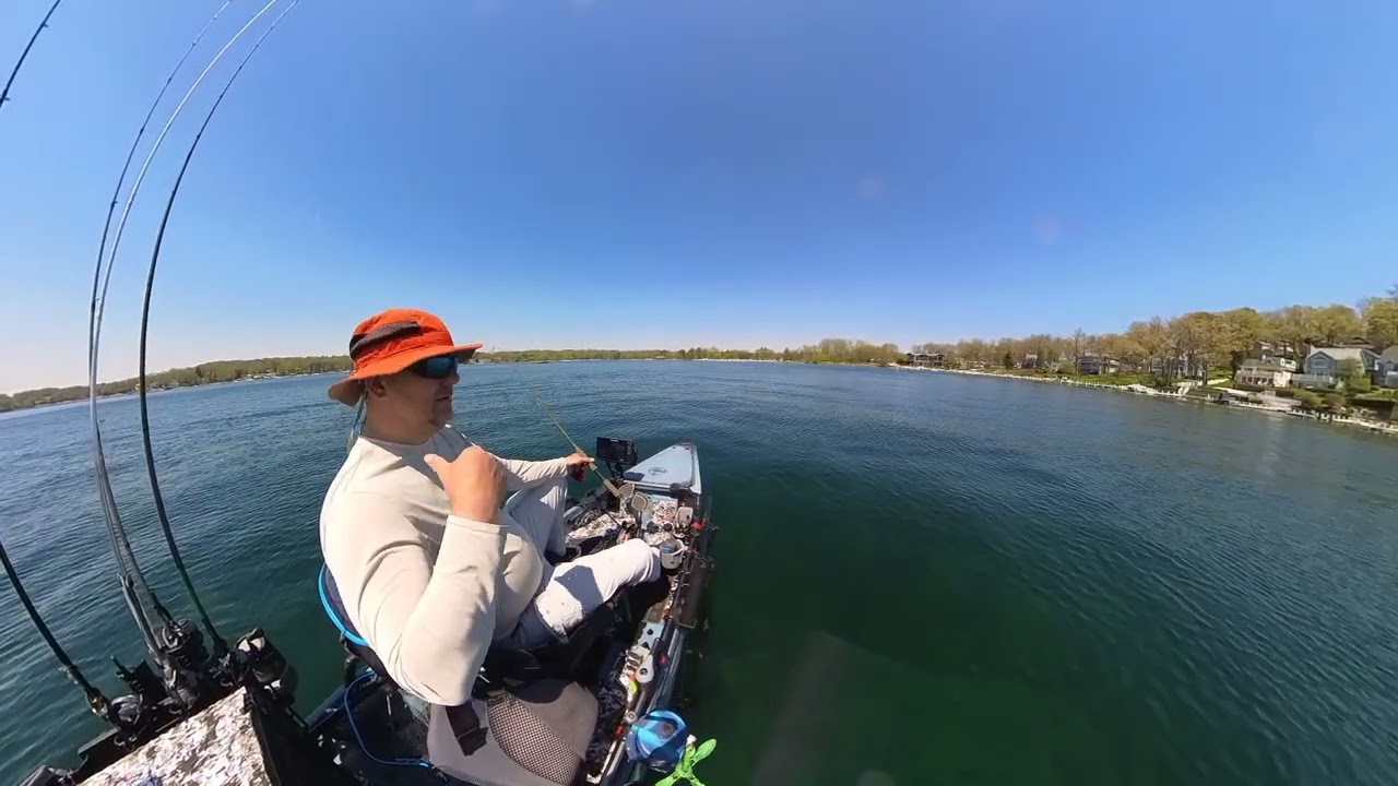 LAKE GENEVA kayak fishing.HObie 360 14 and Big Fish 108 talking about how my friend got his kayak.