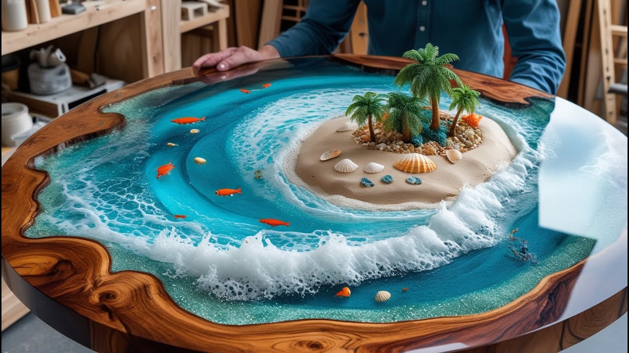 This Woodworker Poured an Ocean into a Hollow Slab – You Have to See It!