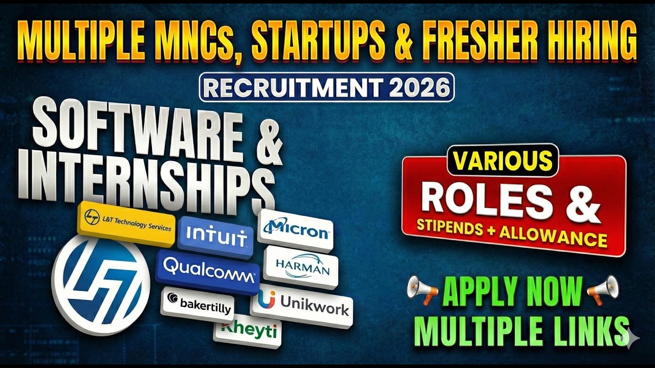 8 Top MNCs & Startups Hiring! 🚀 L&T, Qualcomm, Intuit & More | Freshers & Interns Apply Now!