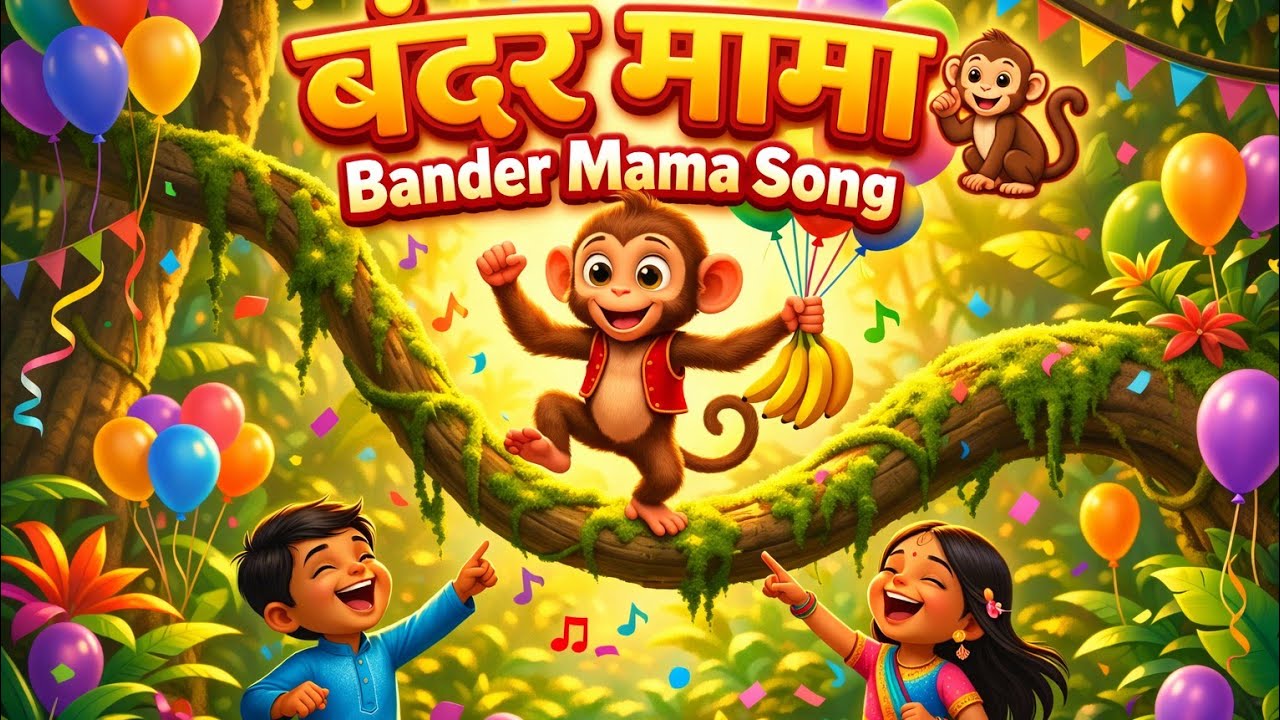 🐒 बंदर मामा पेड़ चढ़े | Hindi Nursery Rhymes | Monkey Song for Kids