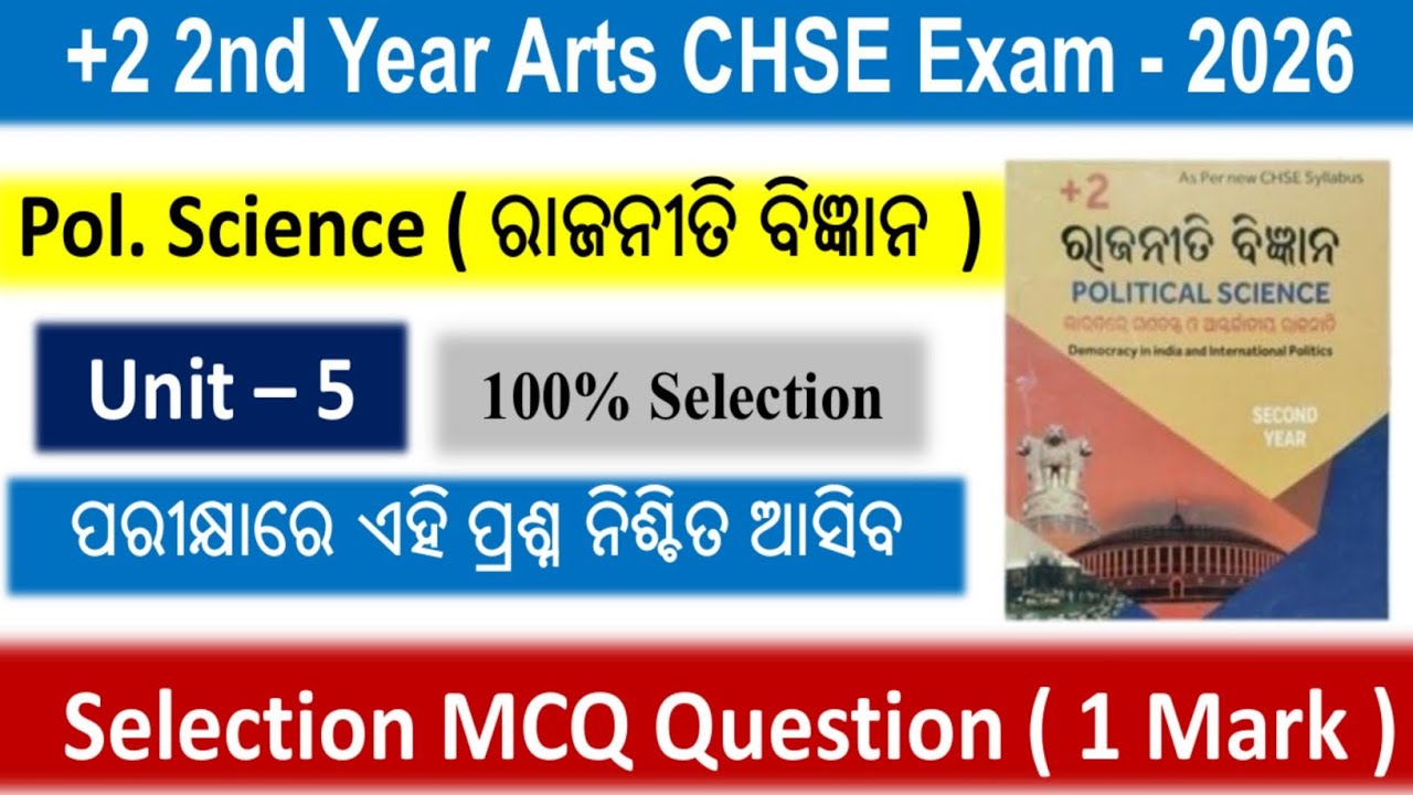 ସାଂପ୍ରତିକ ବିଶ୍ବରେ ନିରାପତ୍ତା || +2 2nd Year Arts Unit- 5 || Political Science Selection MCQ Question