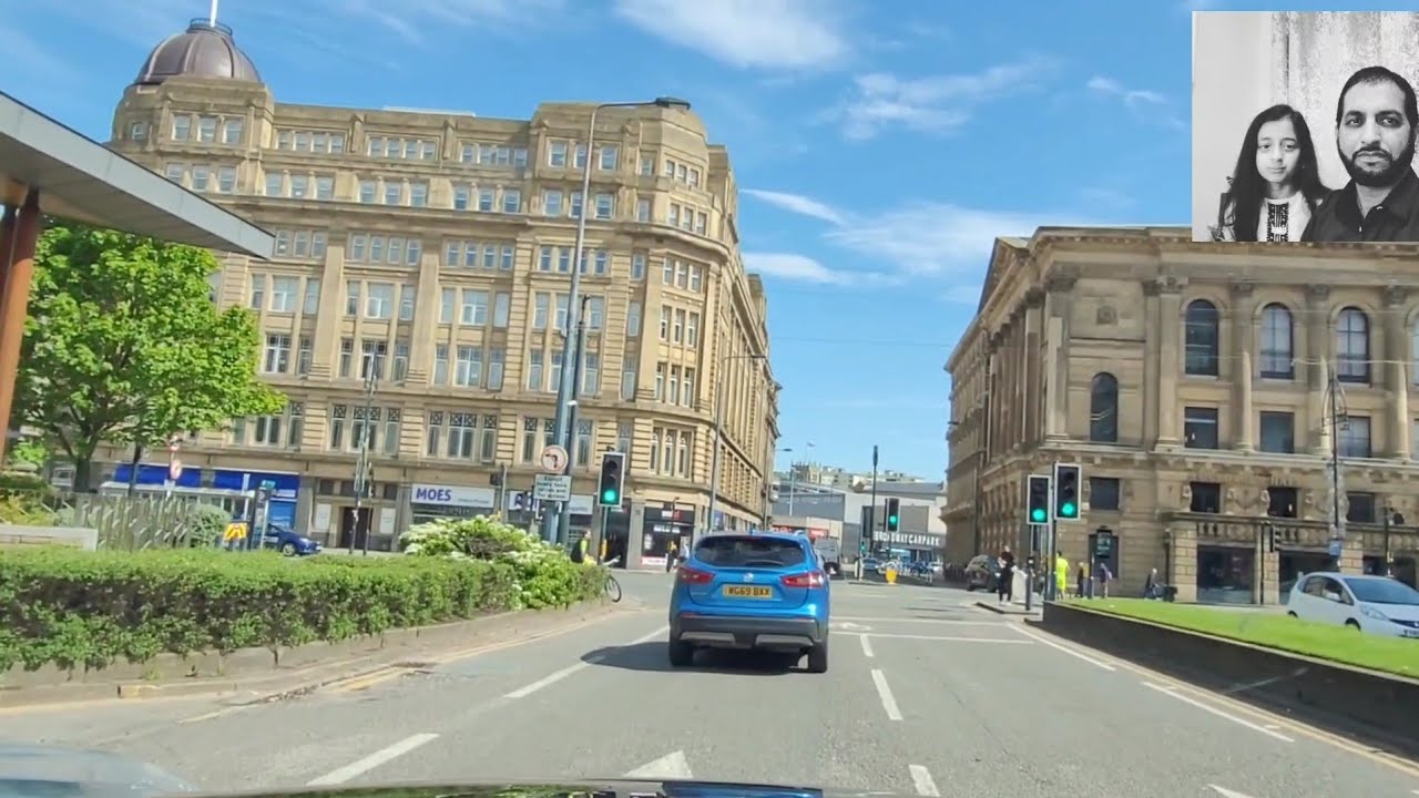 driving around Bradford City Centre West Yorkshire England