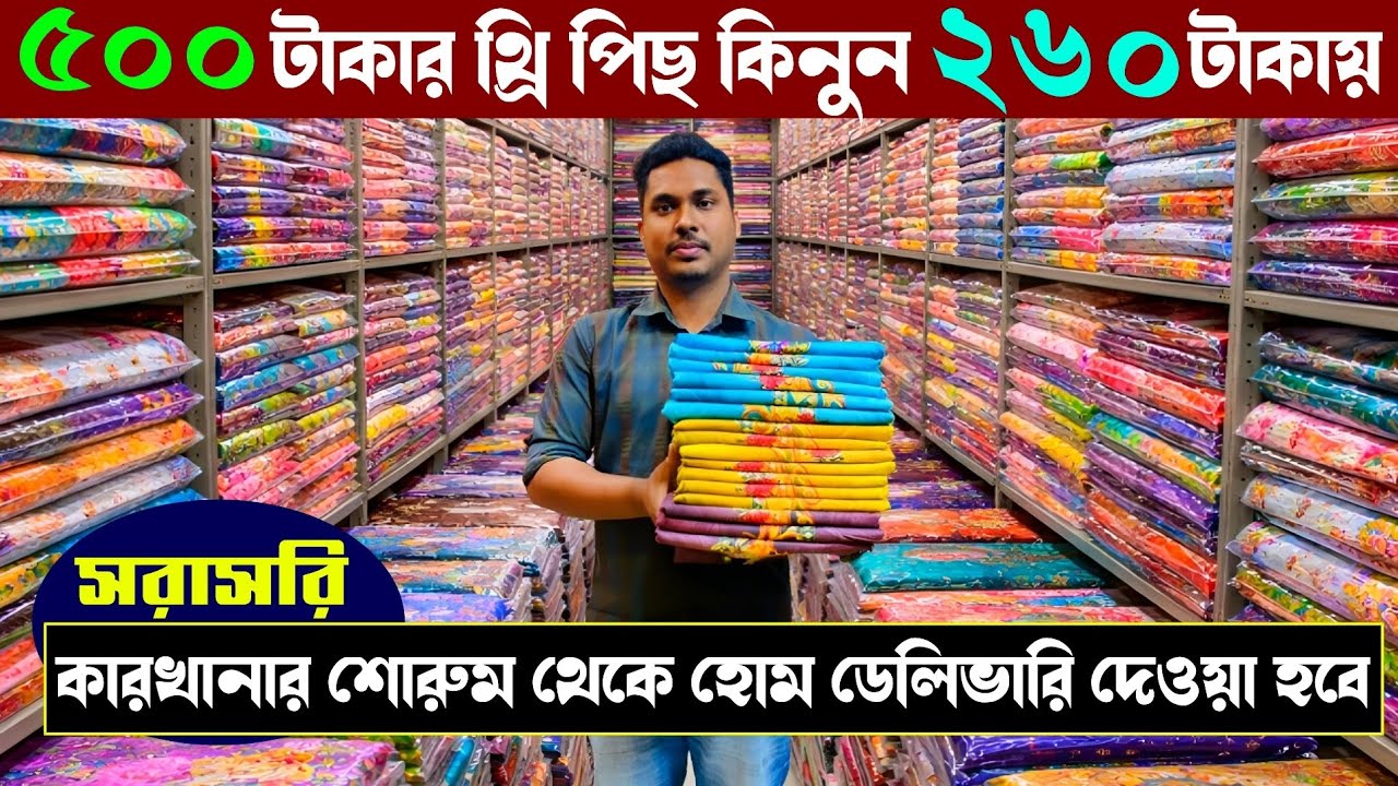 সস্তার চেয়ে সস্তায় থ্রি পিছ কিনুন পাইকারী দামে | wholesale three piece market in madhobdi 