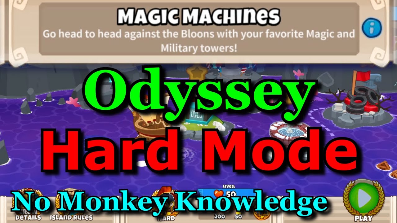BTD6 Odyssey - Hard Mode - No Monkey Knowledge - Tutorial / Guide (Magic Machines)