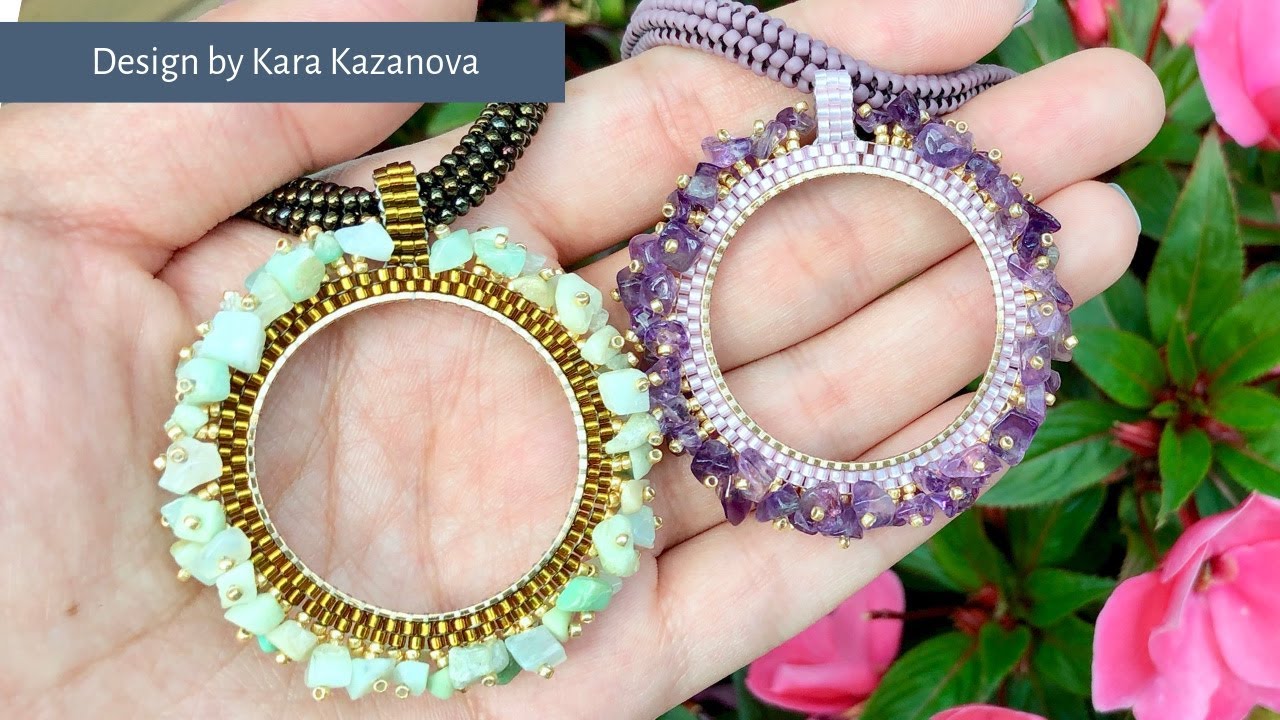 Мастер-класс по изготовлению кулона Summer Haze | Кирпичный стежок | Кулон из бисера | Проект «Дл...