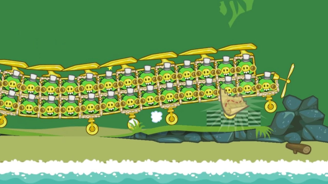 Bad Piggies - Giant Inventions Huge Gold Plane Walkthrough Ground Hog Day!