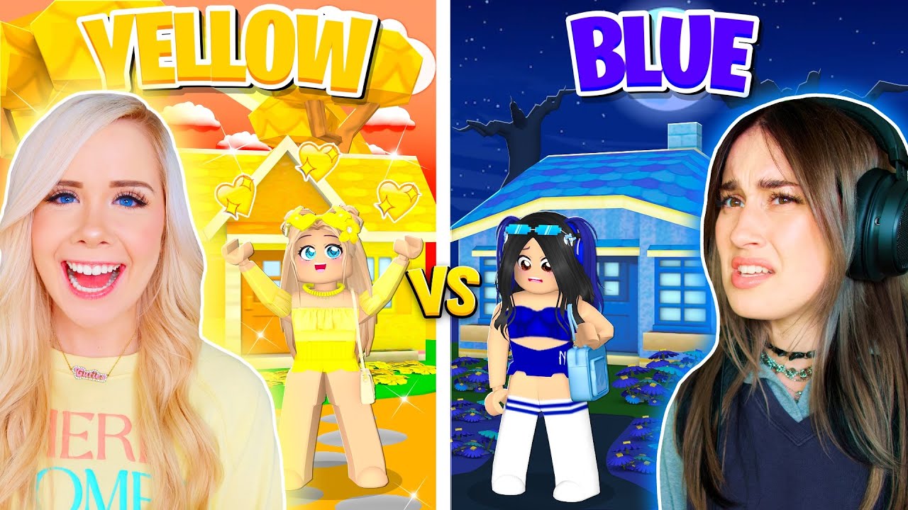 YELLOW VS BLUE ADOPT ME BUILD CHALLENGE!