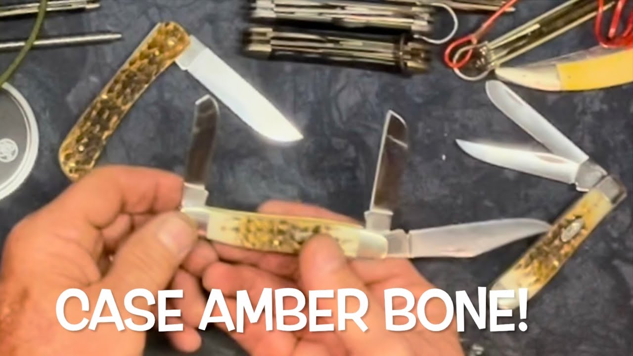 Checking out my small Case Amber bone collection sod buster jr mini trapper & 47 stockman