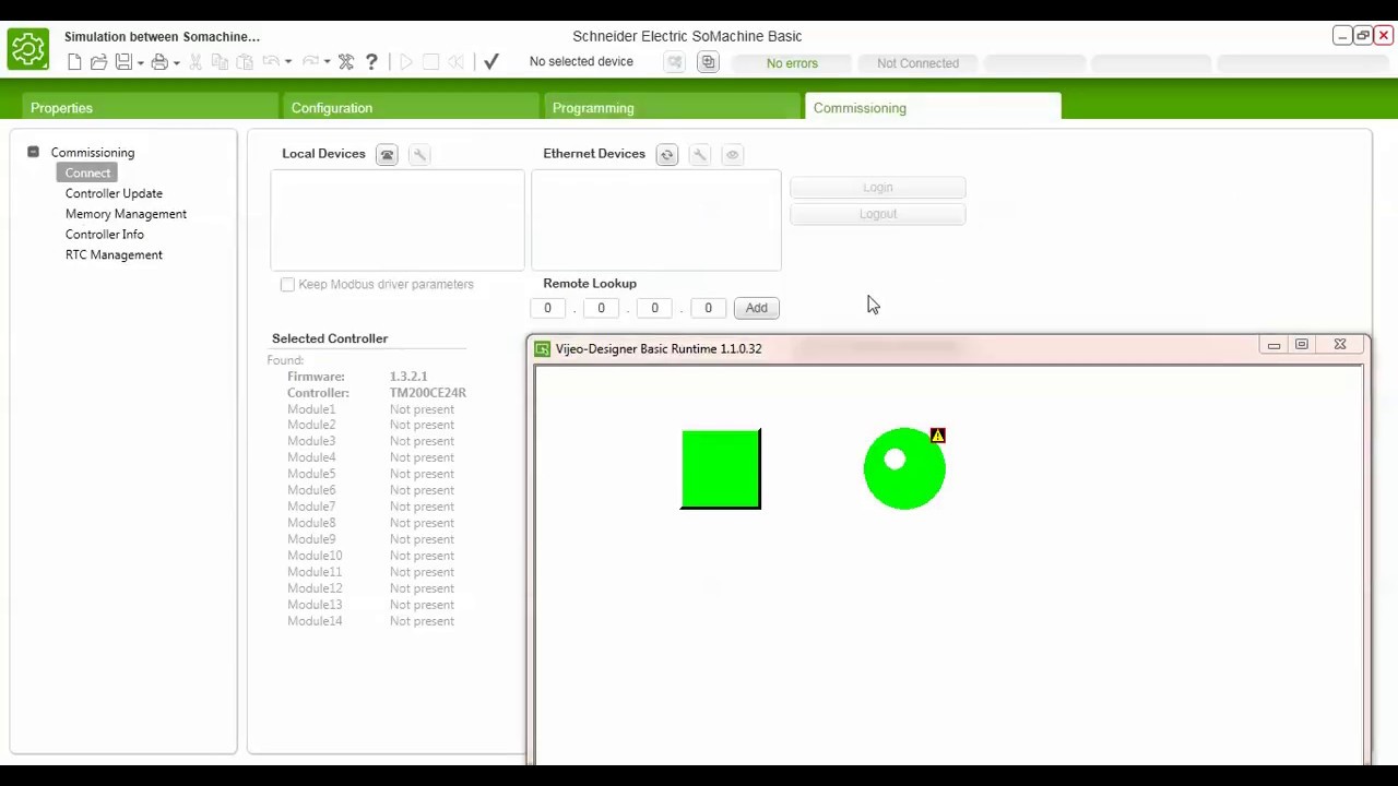 Simulation between SoMachine Basic and Vijeo Designer Basic 1.1 Schneider