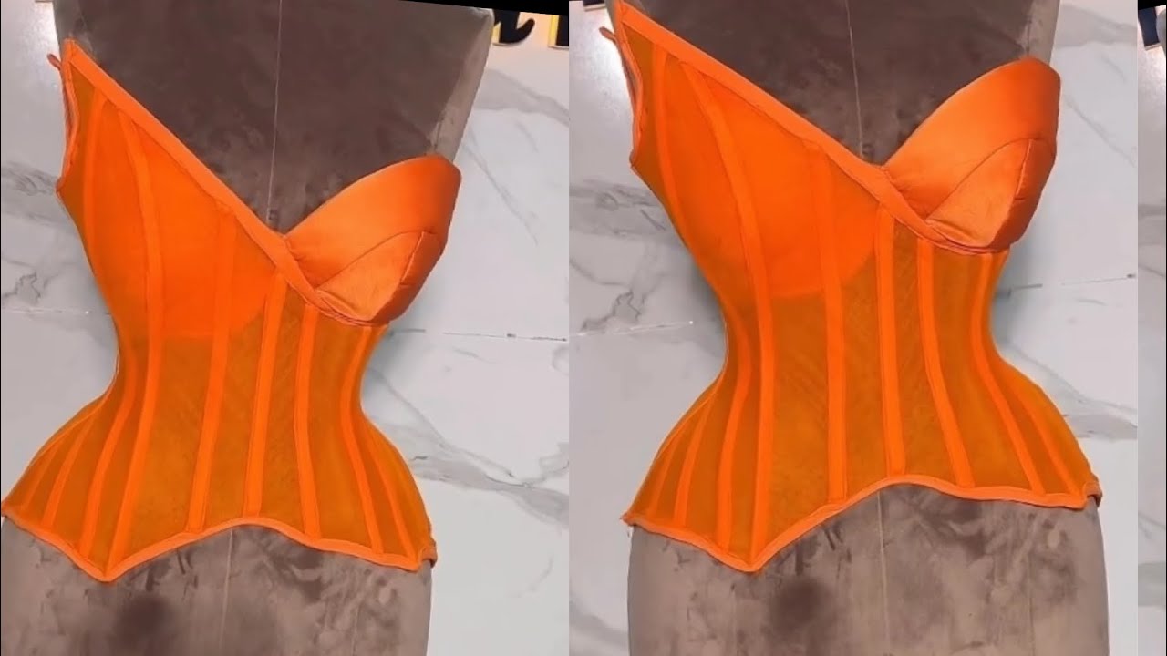 How to cut and sew overbust corset with one side cup