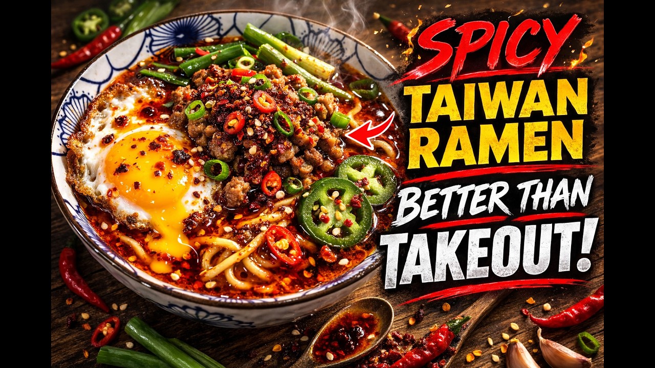 Spicy Taiwan Ramen Inspired by Nagoya Style Ramen with Pork and Chili Oil