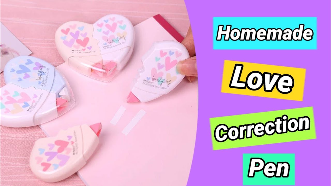 DIY Love correction tape / How to make Love shape correction tape / Homemade correction tape