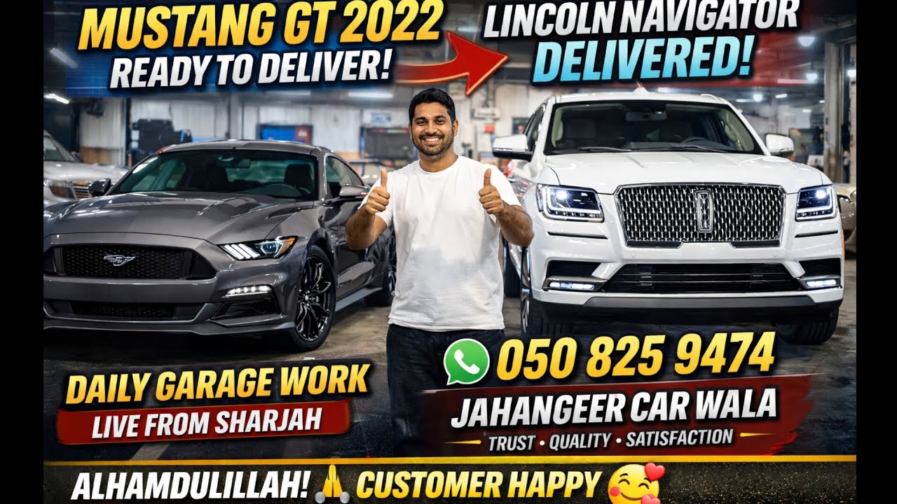 Mustang GT Ready to Deliver 🚗💨 Lincoln Delivered | Daily Garage Live Work Sharjah Jahangeer Car Wala