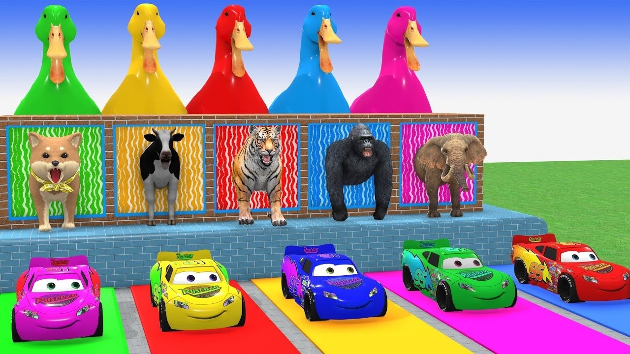 Funny 3D Animal Slide Race Cow Elephant Gorilla Tiger