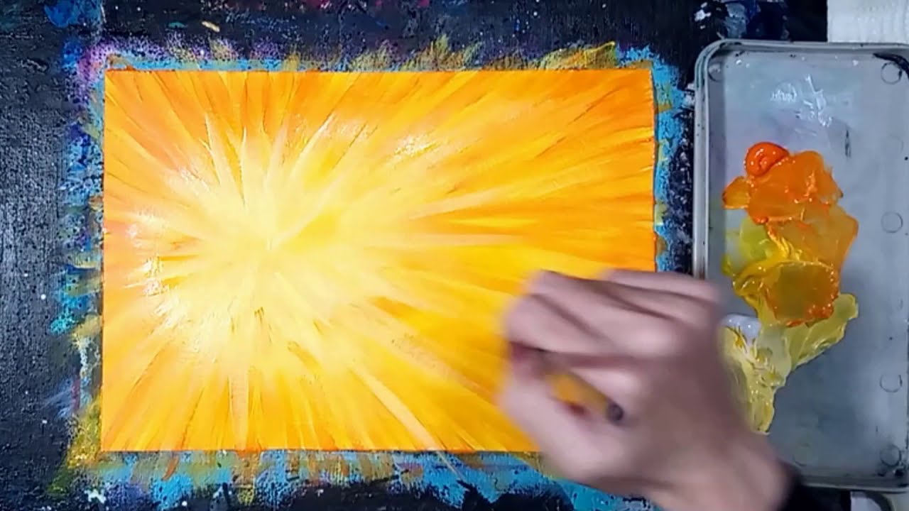 Sunburst Angel Acrylic Painting Surreal Fantasy Painting Demonstration