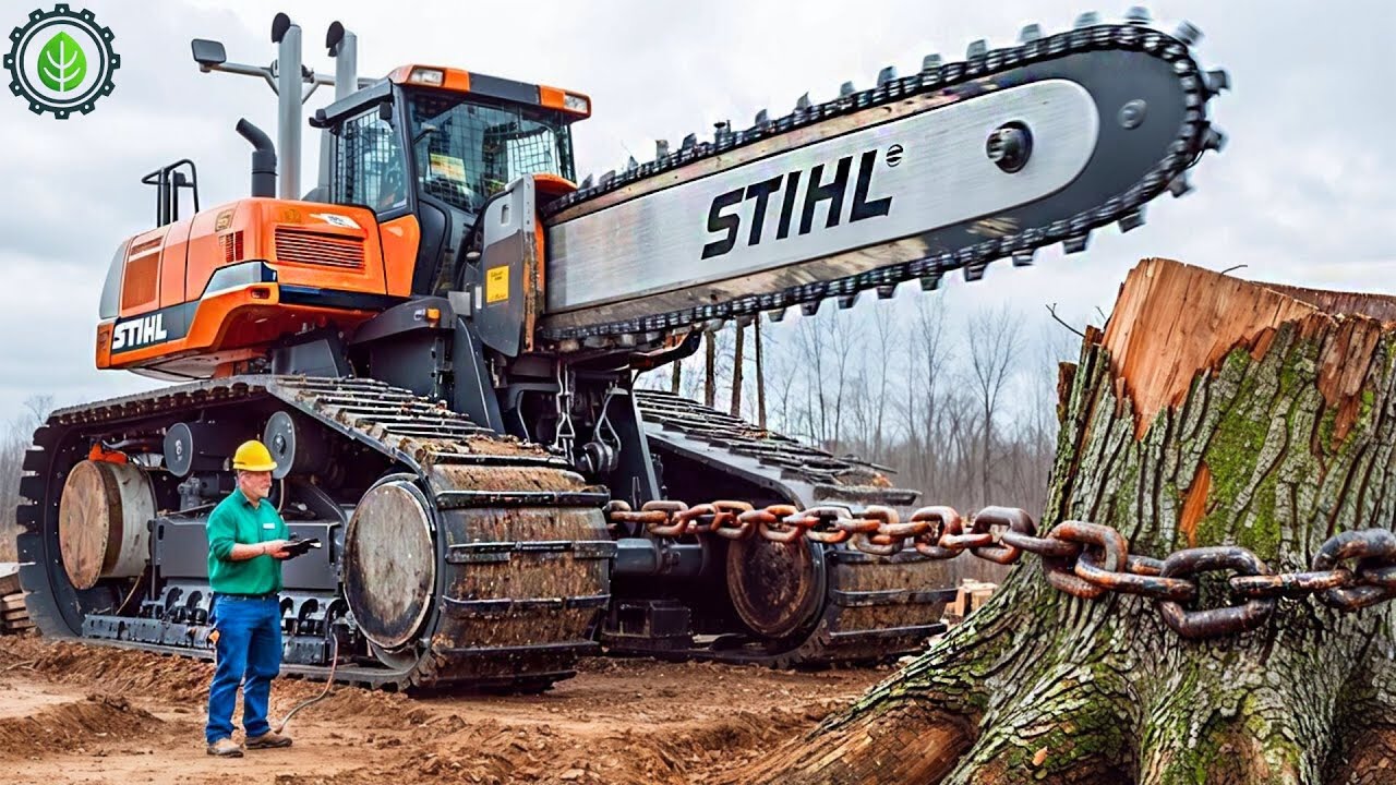 Extreme Dangerous Fastest Big Chainsaw Cutting Tree Machines | Monster Stump Removal Excavator ▶60