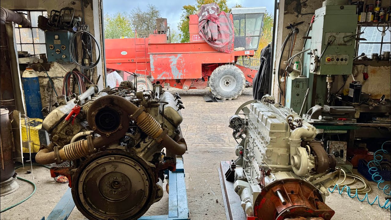 BIZON GIGANT Z060 MONTAŻ SILNIKA V8 cz.1 / UPADŁA SCANIA&hellip; Rolnik Łukasz 