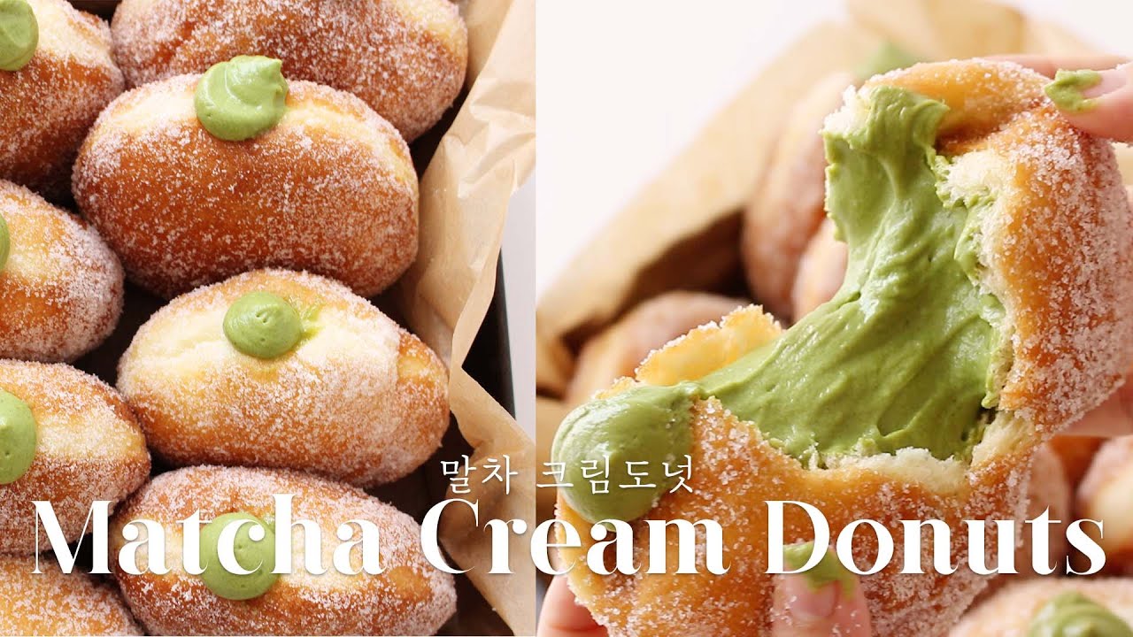 Matcha Custard Cream Donuts Recipe : 녹차 크림도넛 만들기