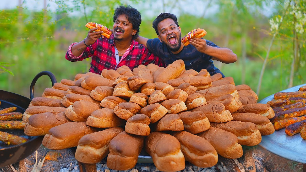 Hot Dog 🌭 Recipe | Veg Hot Dog Recipe In Desi Style Cooking in Village | Grandpa Kitchen