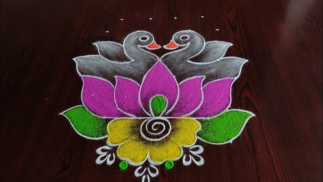 simple latest festival bird's rangoli only (7*4) dots // Festival Kolams//