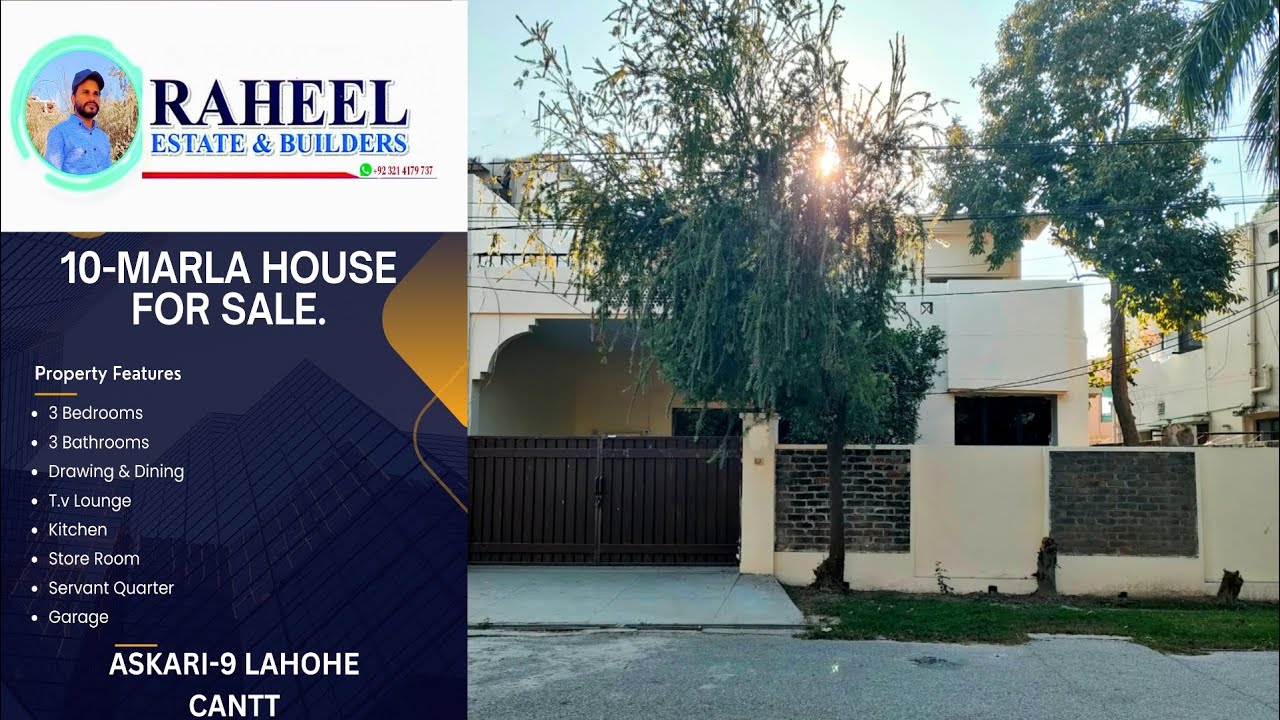 10 Marla 3-Bed SD House For Sale in Askari 9 Lahore Cantt | Army Officers Colony 