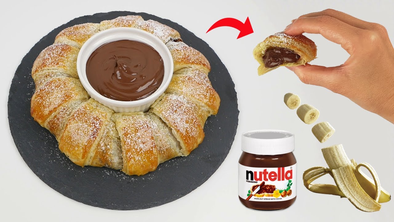 ROSCÓN de REYES de HOJALDRE con NUTELLA y PLÁTANO ✅ Recetas con hojaldre dulces