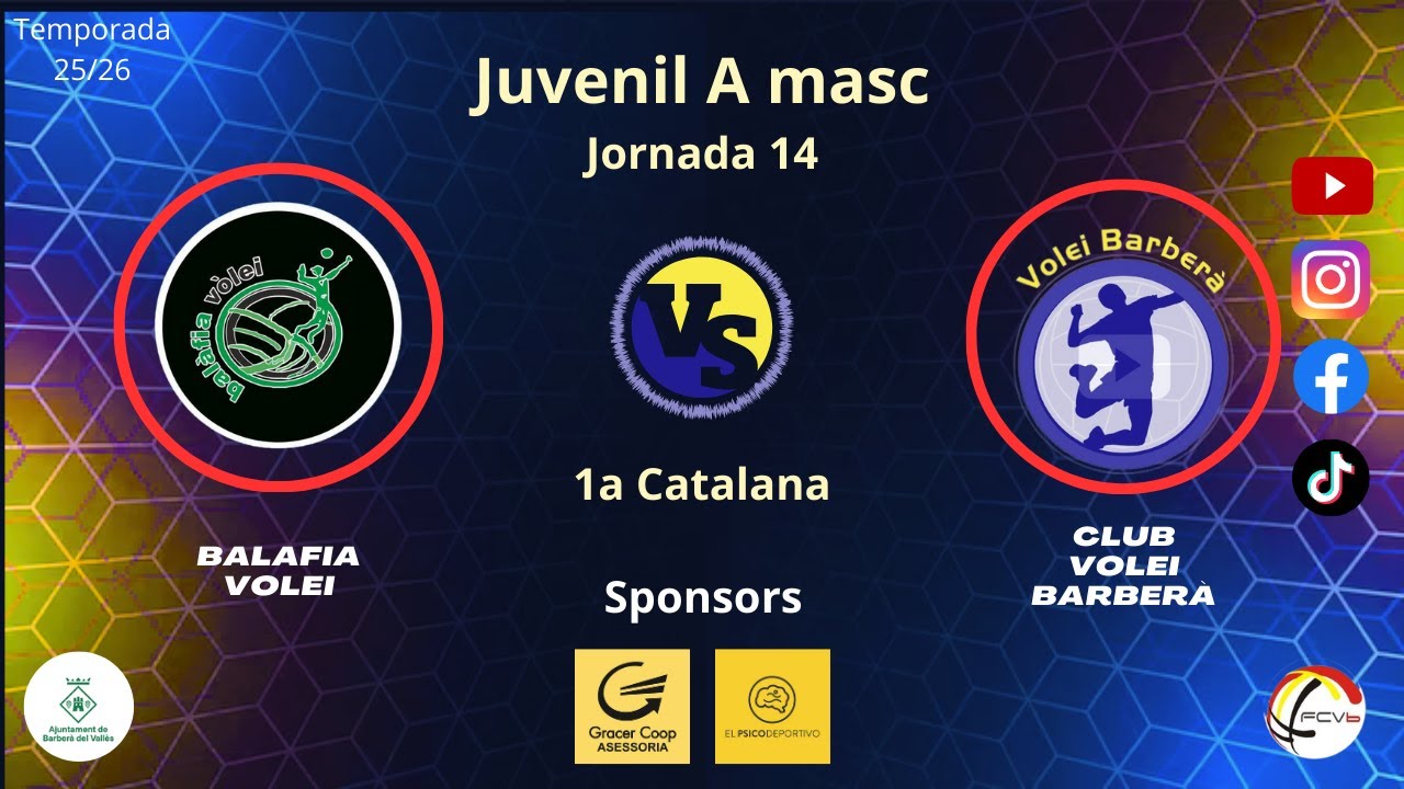 Balafia Volei vs Cv Barberà, juvenil A masculí, J14,  17/1/26, 1a catalana, #Aymibarberà!!