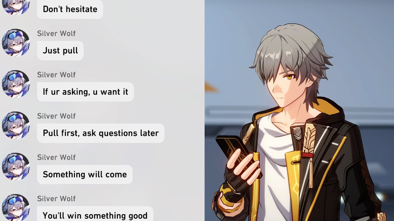 Silver Wolf Gaslighting Players to Pull for her is just....