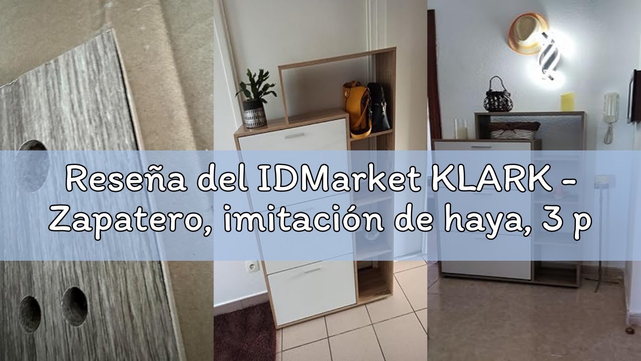 Reseña del IDMarket KLARK - Zapatero, imitación de haya, 3 puertas blancas, con estante