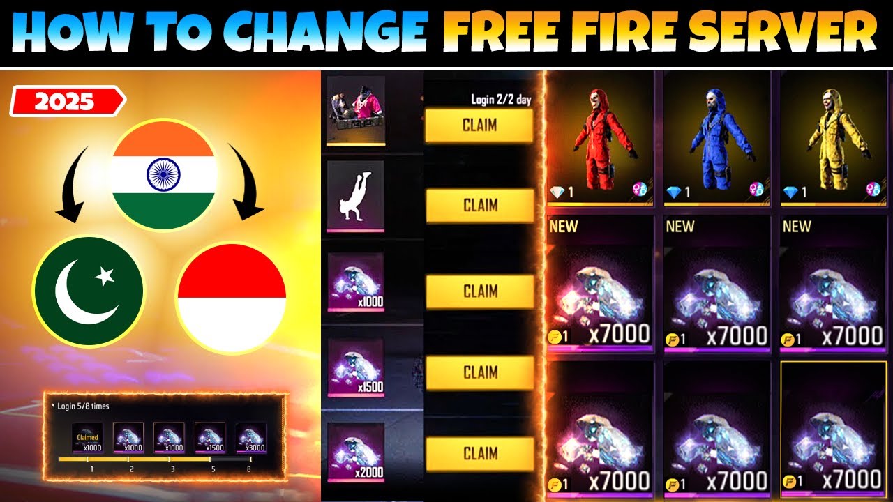 HOW TO CHANGE FREE FIRE SERVER IN 2025 😱⚡ || Free Fire Server Change Kaise Kare || GARENA FREE FIRE